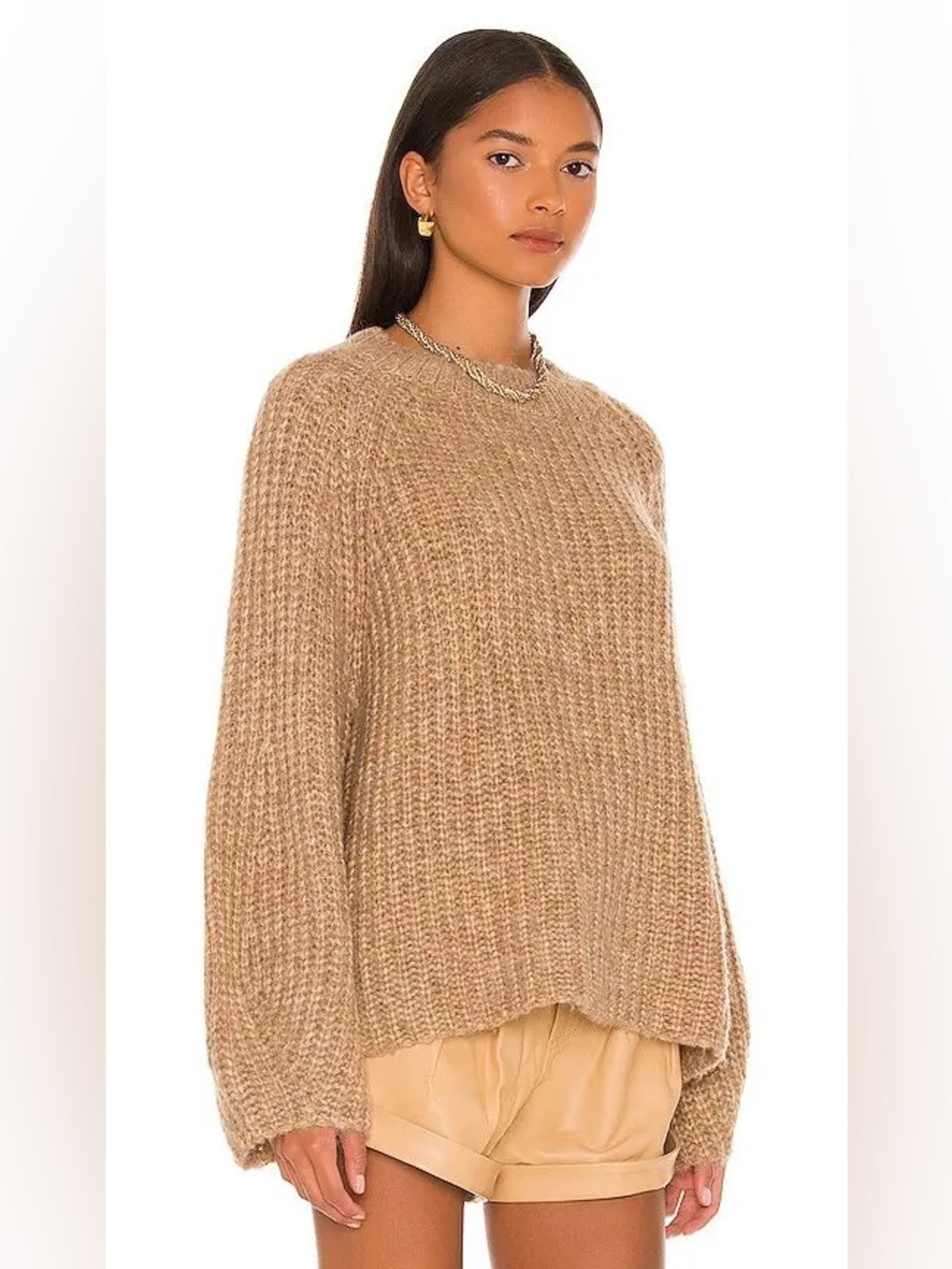 L'Academie Wool Alpaca Sonoma Crew Neck Sweater Toffee Oversized Size Small S